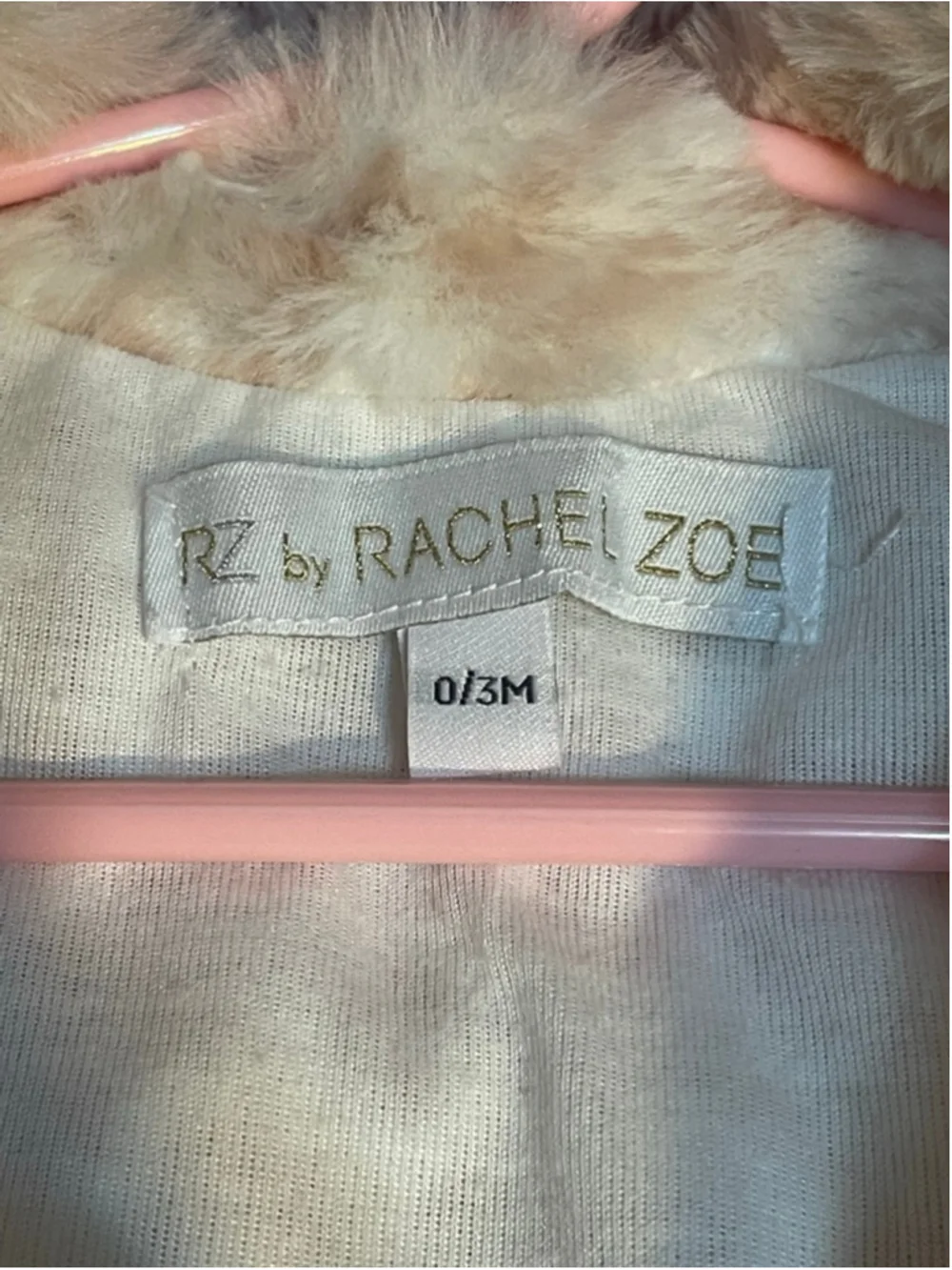 Girls 0-3 months rz by Rachel Zoe pink & white faux fur jacket